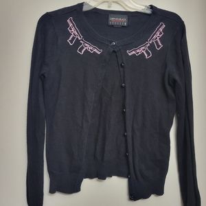 Black pistol embroidered cardigan